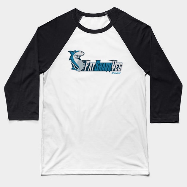 FatSharkYes Shark + Text Baseball T-Shirt by Tusn